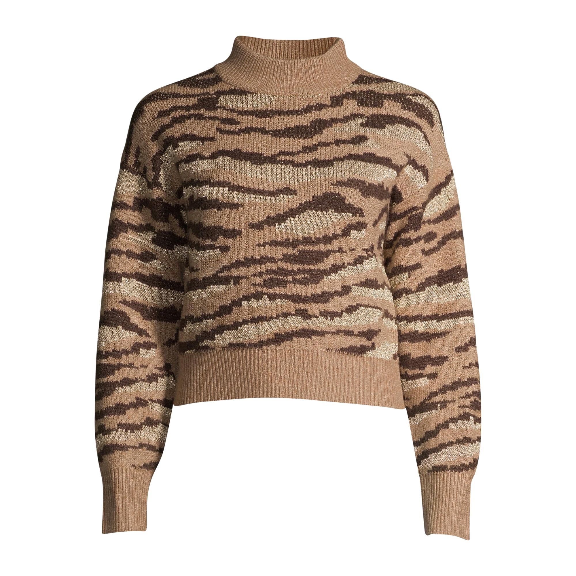 Sofia Jeans by Sofia Vergara Women’s Tiger Stripe Mock Neck Sweater | Walmart (US)