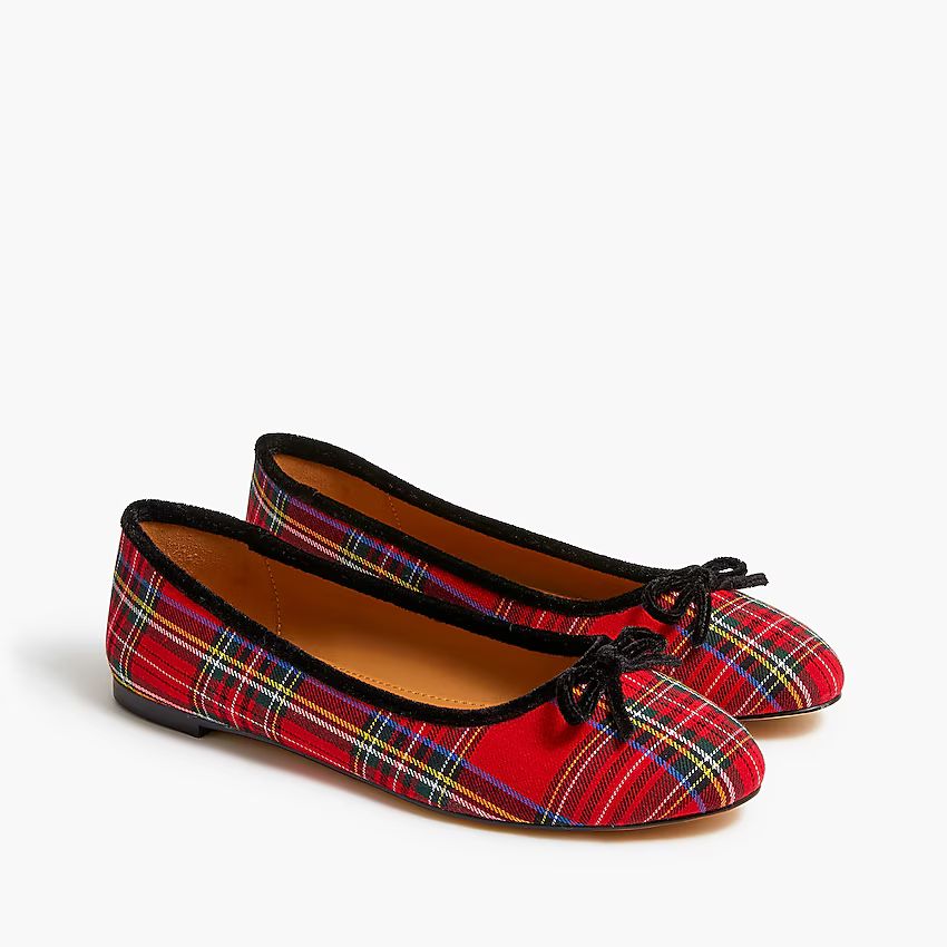 Factory: Tartan Ballet Flats With With Velvet Piping For Women | J.Crew Factory