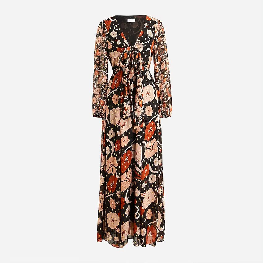 Tie-front Lurex® dress in mixed print | J.Crew US