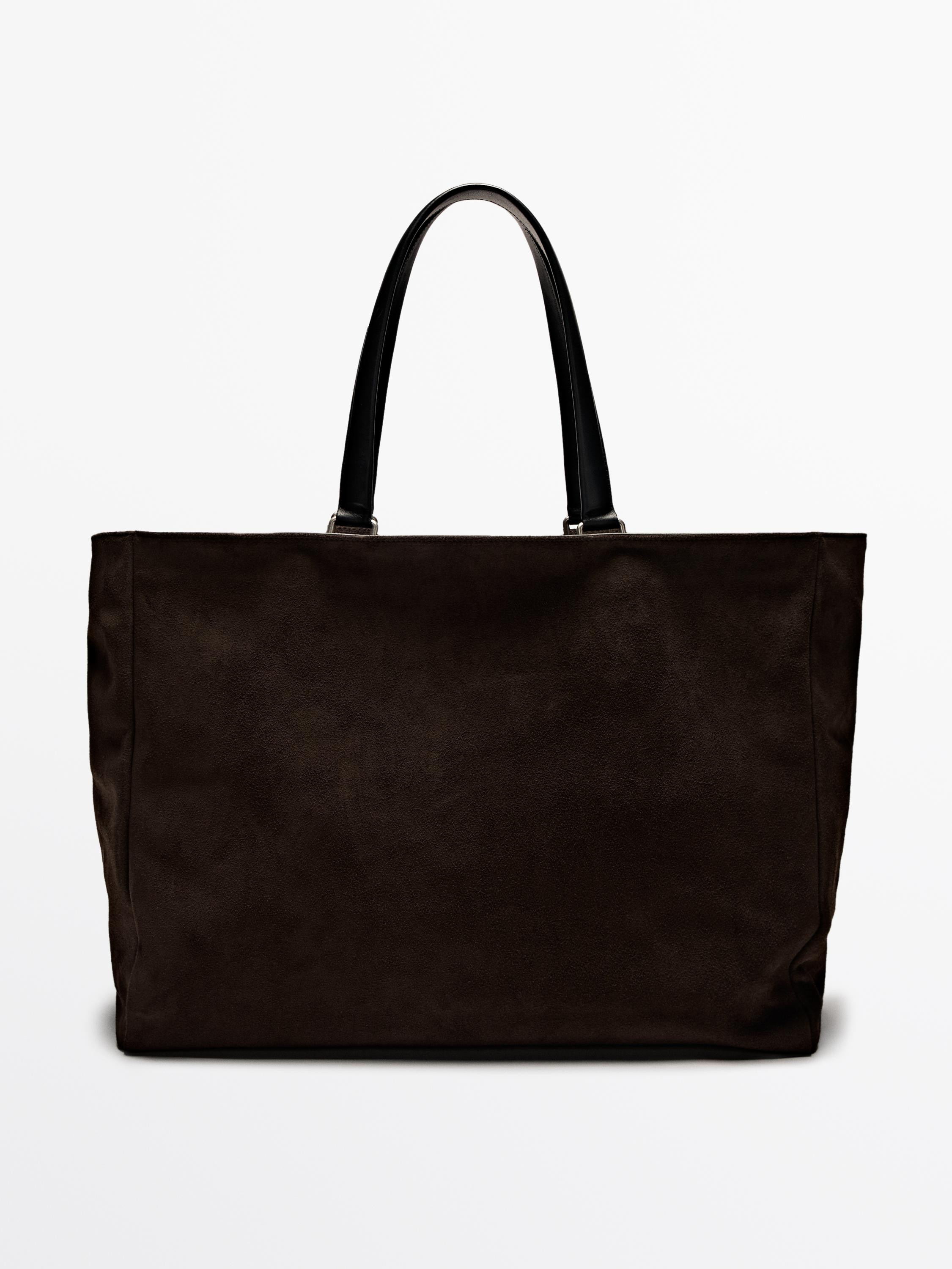 Split leather and leather bag with straps | Massimo Dutti US