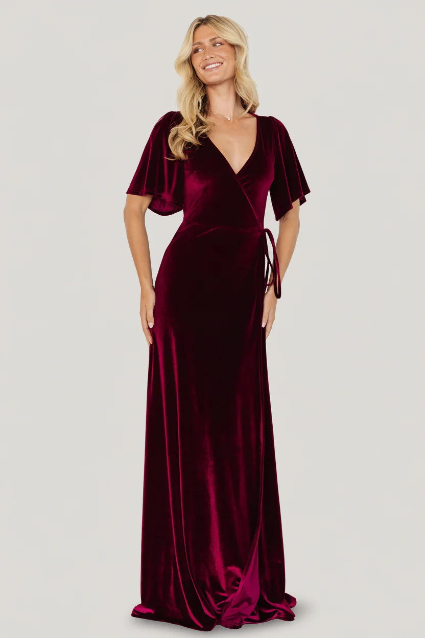 Meghan Velvet Wrap Maxi Dress \u2014 Mulberry | Baltic Born | Baltic Born