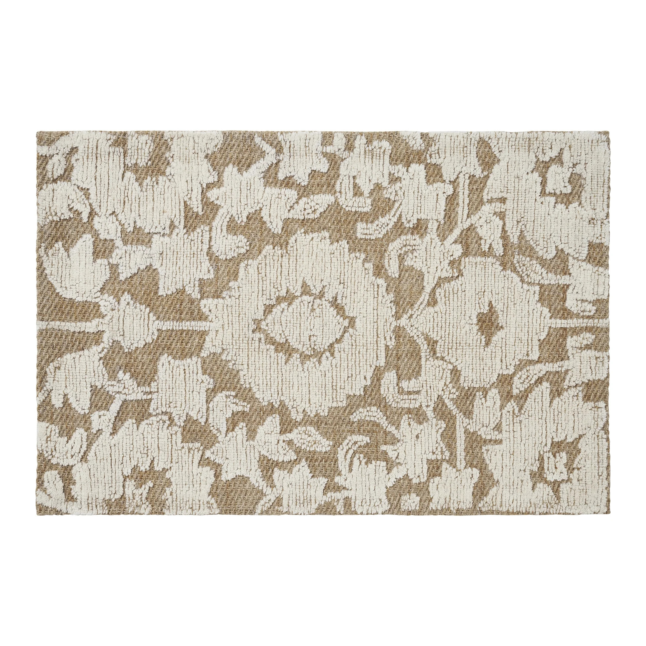 My Texas House Flora Natural Wool Floral Indoor Area Rug, 24" x 36" | Walmart (US)