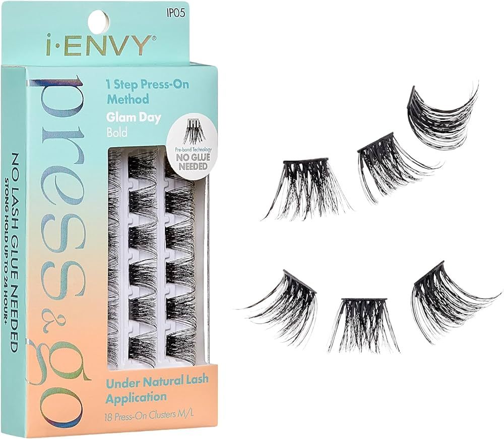 i-ENVY Press&Go Self Adhesive Eyelashes, Reusable False Eyelash Clusters, No Glue Needed, 1 Step ... | Amazon (US)