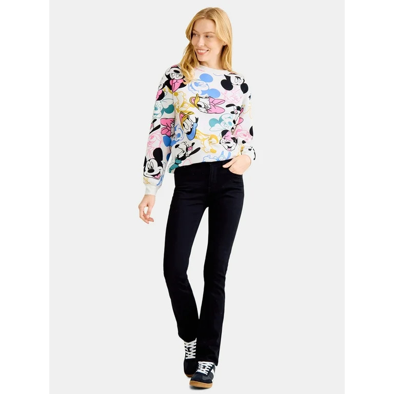 Mickey & Friends Women's Allover Graphic Sweatshirt, Sizes XXS-XXL | Walmart (US)