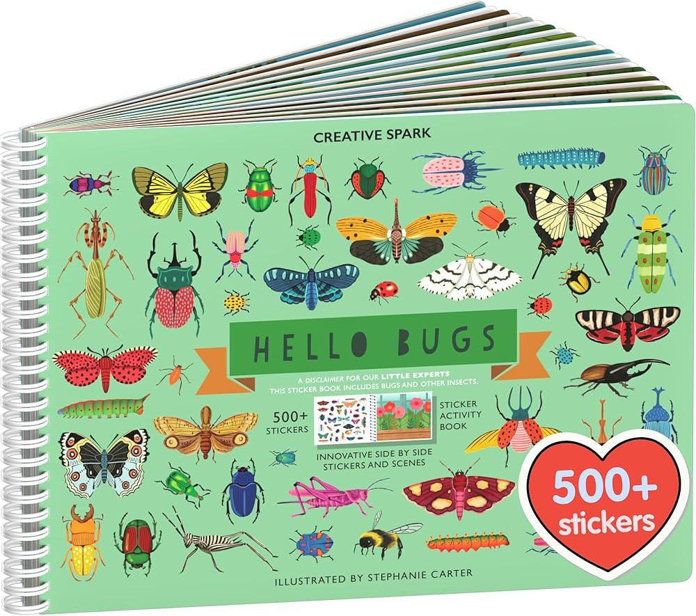 Cupkin Hello Bugs Sticker Book Activity for Kids, Toddler Airplane Travel Essentials, 500+ Bugs S... | Amazon (US)