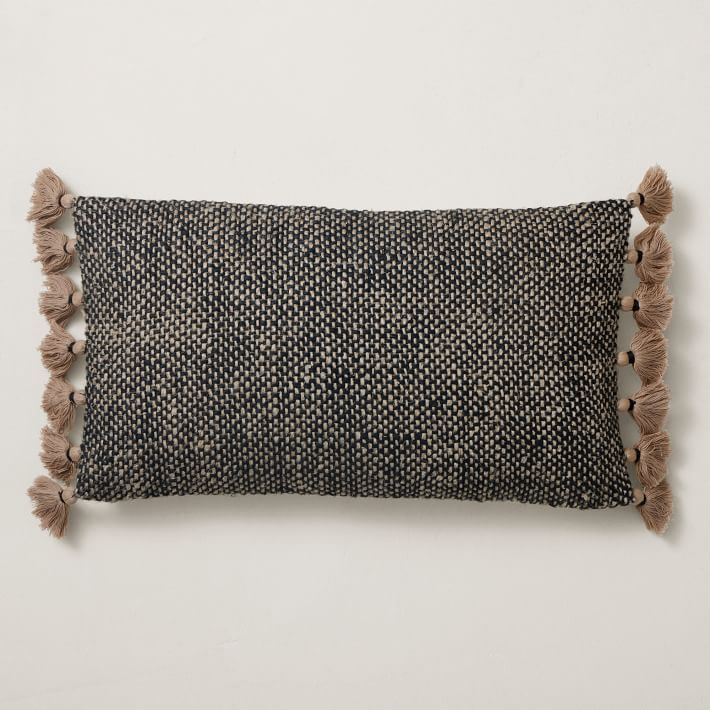 Two-Tone Chunky Linen Tassels Pillow Cover | West Elm (US)
