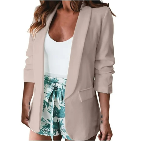 tklpehg Womens Casual Blazer Long Sleeve Lapel Workout Fall Cropped Long Sleeve Notched Sexy Casual  | Walmart (US)