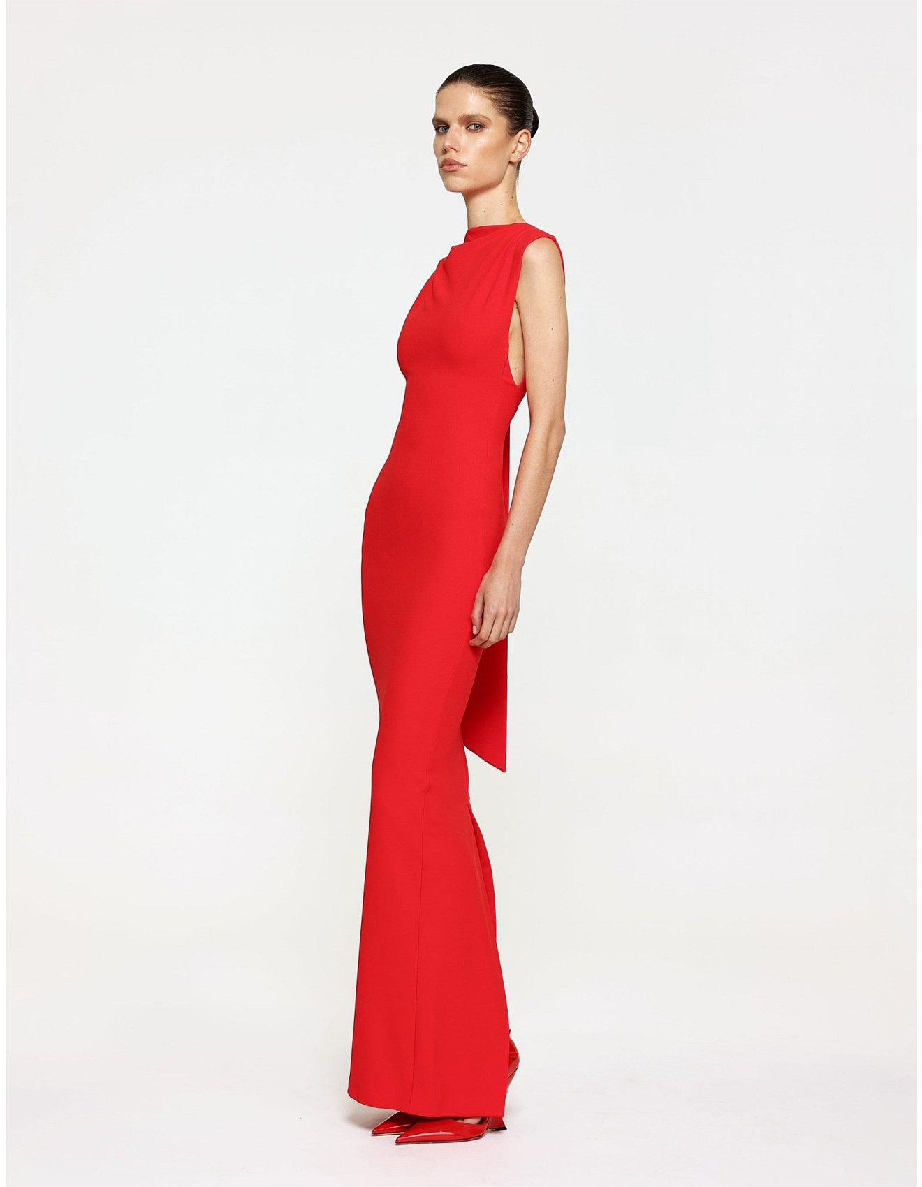 Audrey Low Back Draped Crepe Gown | David Jones (Australia & New Zealand)