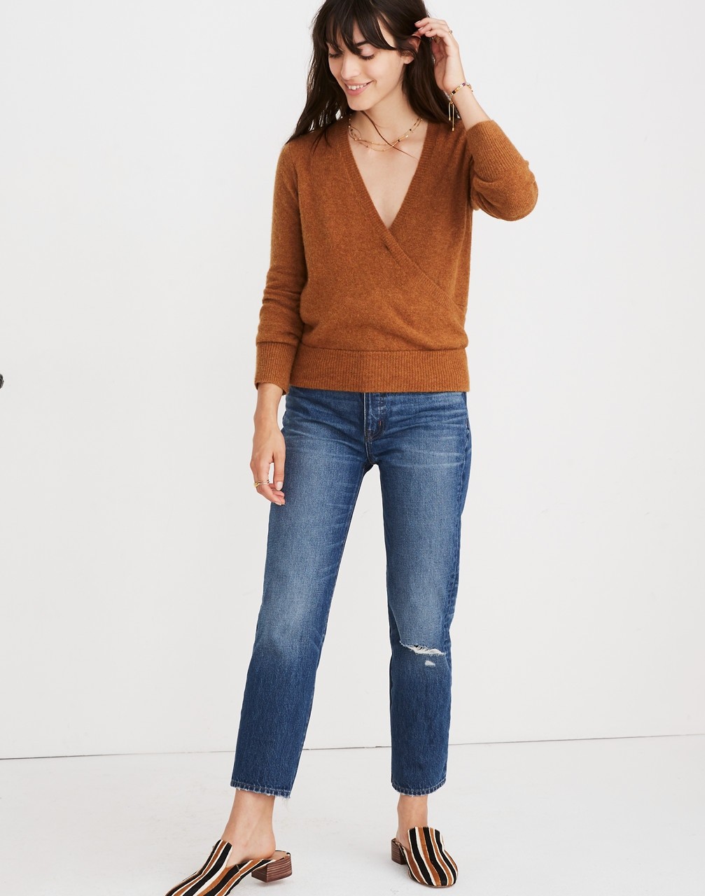 Wrap-Front Pullover Sweater in Coziest Yarn | Madewell