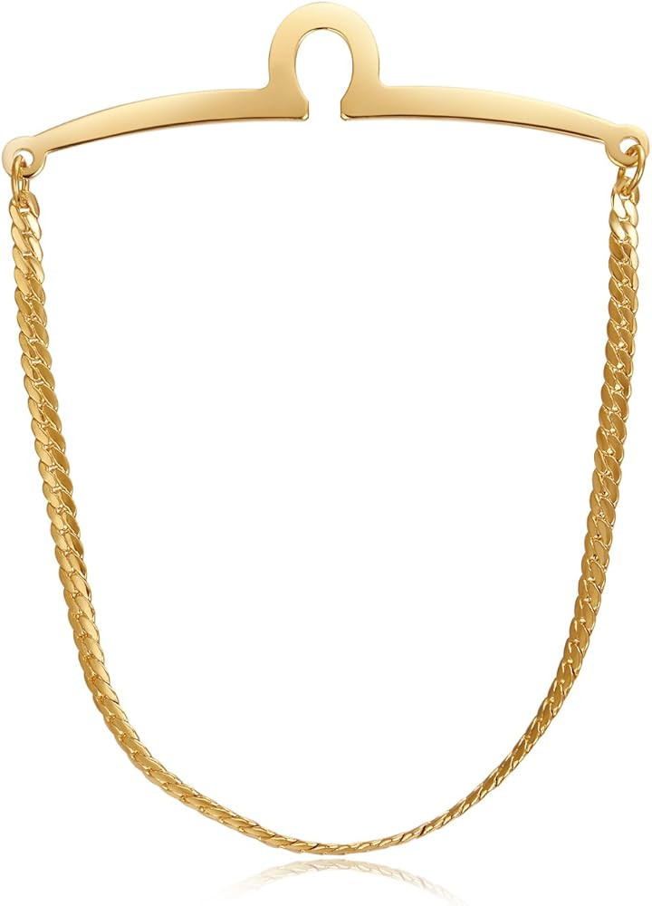 Yoursfs Tie Chain for Mens Loop Men's Double Color Link Chain Cravat Collar tie Clip | Amazon (US)