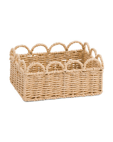 Paper Cord Rectangular Basket With Scallop Trim | TJ Maxx