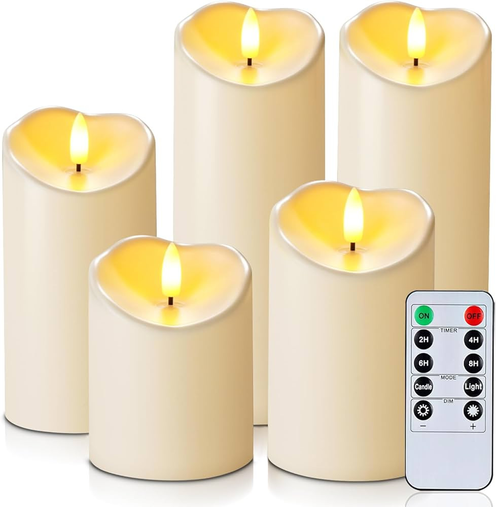 Homemory Outdoor Waterproof Flameless Candles, LED Candles, Battery Operated Candles with Remote ... | Amazon (US)