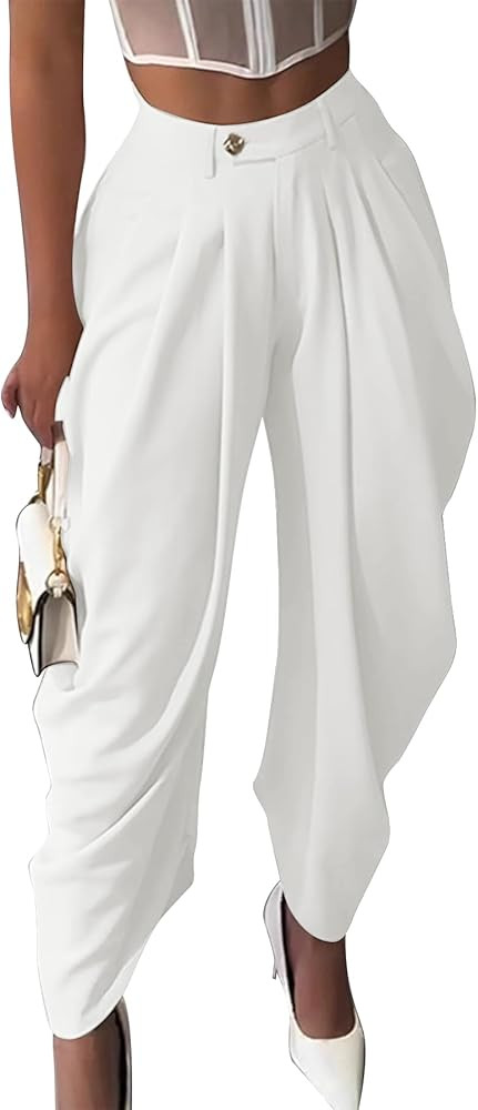 Unybwonn Women's Dress Slacks Pants Casual Pleated Business Work Pants Wide Leg High Waisted Pala... | Amazon (US)