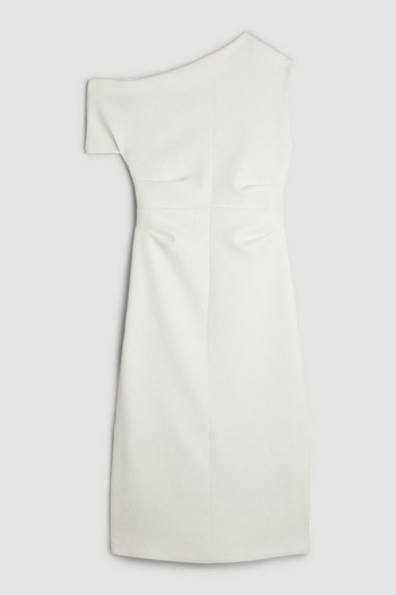 Compact Stretch Drop Shoulder Tailored Midi Dress | Karen Millen UK + IE + DE + NL