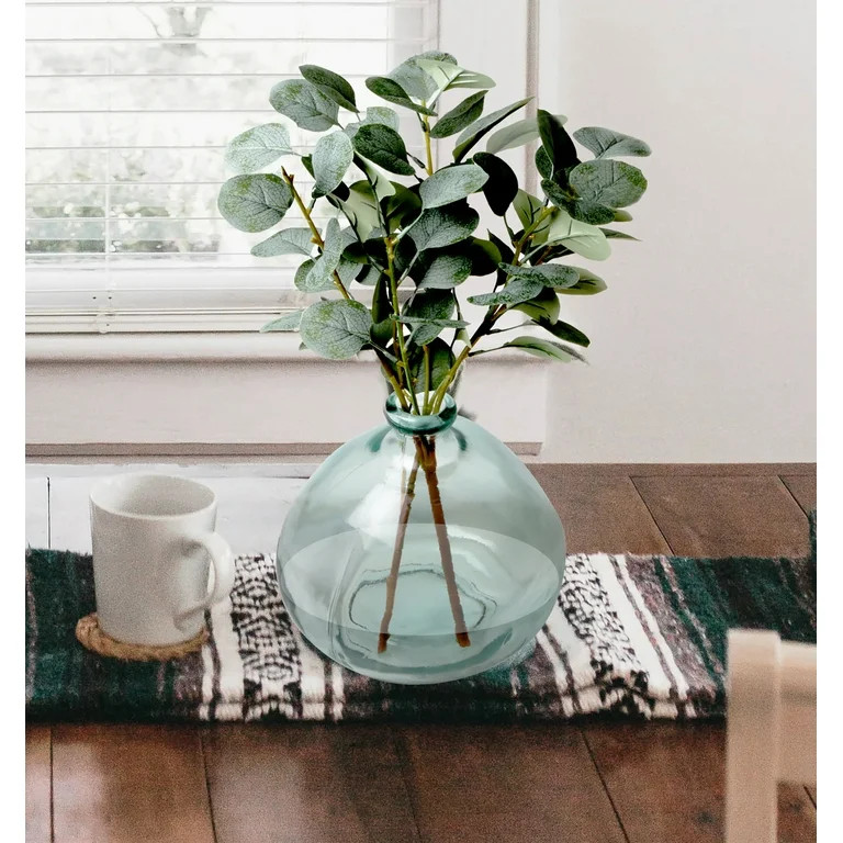 Better Homes & Gardens 12" Artificial Green Eucalyptus in Blown Glass Vase | Walmart (US)