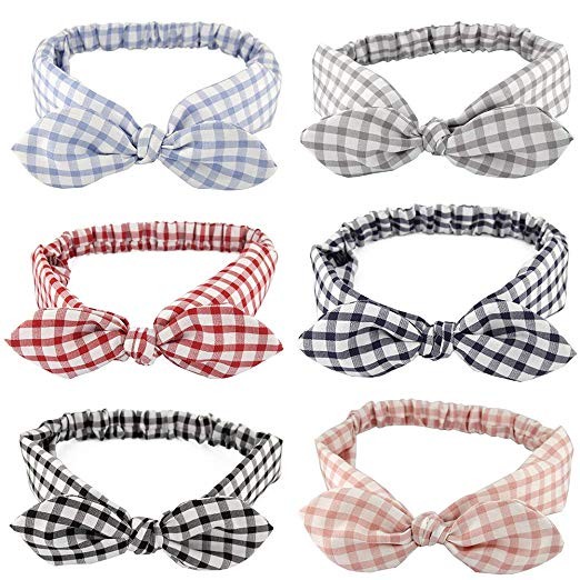 Carede Women Girls Bow headband Boho Flower Printing Bunny ears design Hair Band,pack of 6 | Amazon (US)