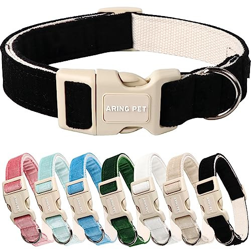 ARING PET Dog Collar-Cotton Black Dog Collar for Small Dogs, Adjustable Lightweight Pet Collars with Quick Release Buckle for Small Medium Large Dog | Amazon (US)