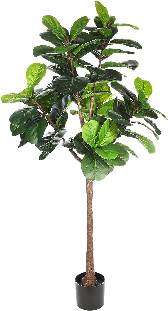 ​Realead 5ft Fiddle Leaf Fig Tree Artificial - Large Fake Fig Leaf Tree with 78 Leaves - Tall F... | Amazon (US)