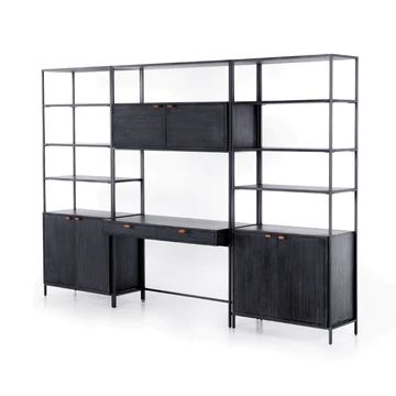 Trey Modular Wall Desk with 2 Bookcases in Various Colors | Burke Decor
