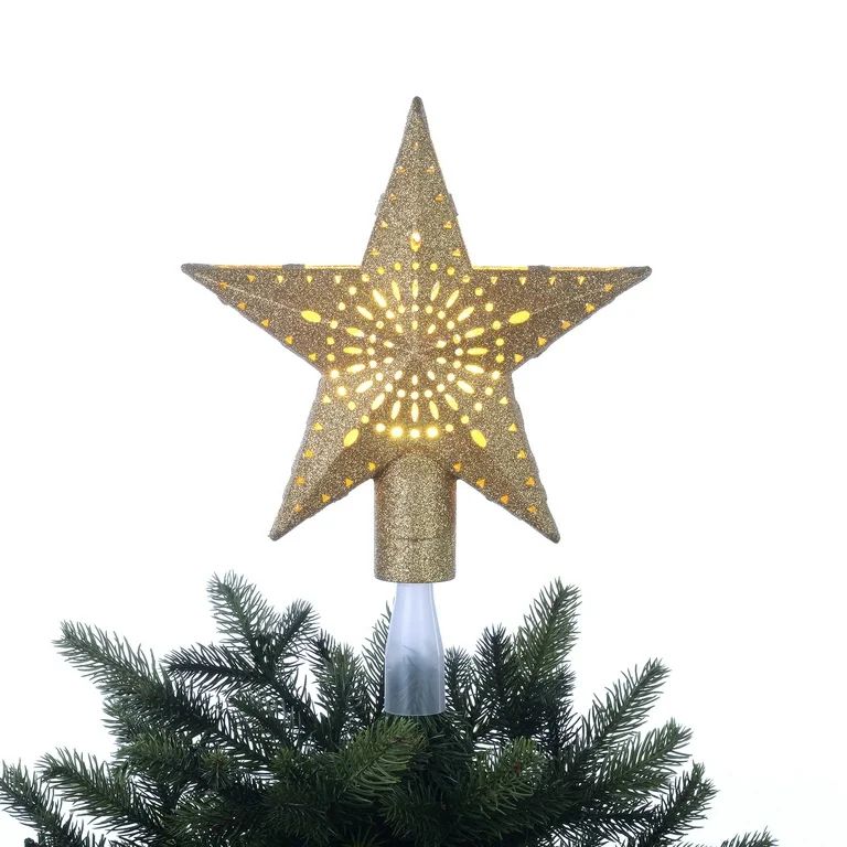 Holiday Time Gold Star Lighted Projection LED Tree Topper, 11.4" - Walmart.com | Walmart (US)