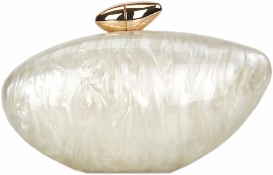 Shell Shape Acrylic Clutch Trendy Metallic Acrylic Evening Bag Shiny Egg Purses and Handbags for ... | Amazon (US)