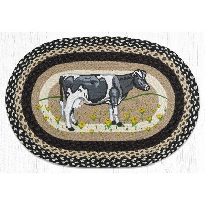 Earth Rugs Cow in Field Oval Patch Tread 20"x30" – Rustic Farmhouse Braided Jute Rug with Country Livestock Design | Target