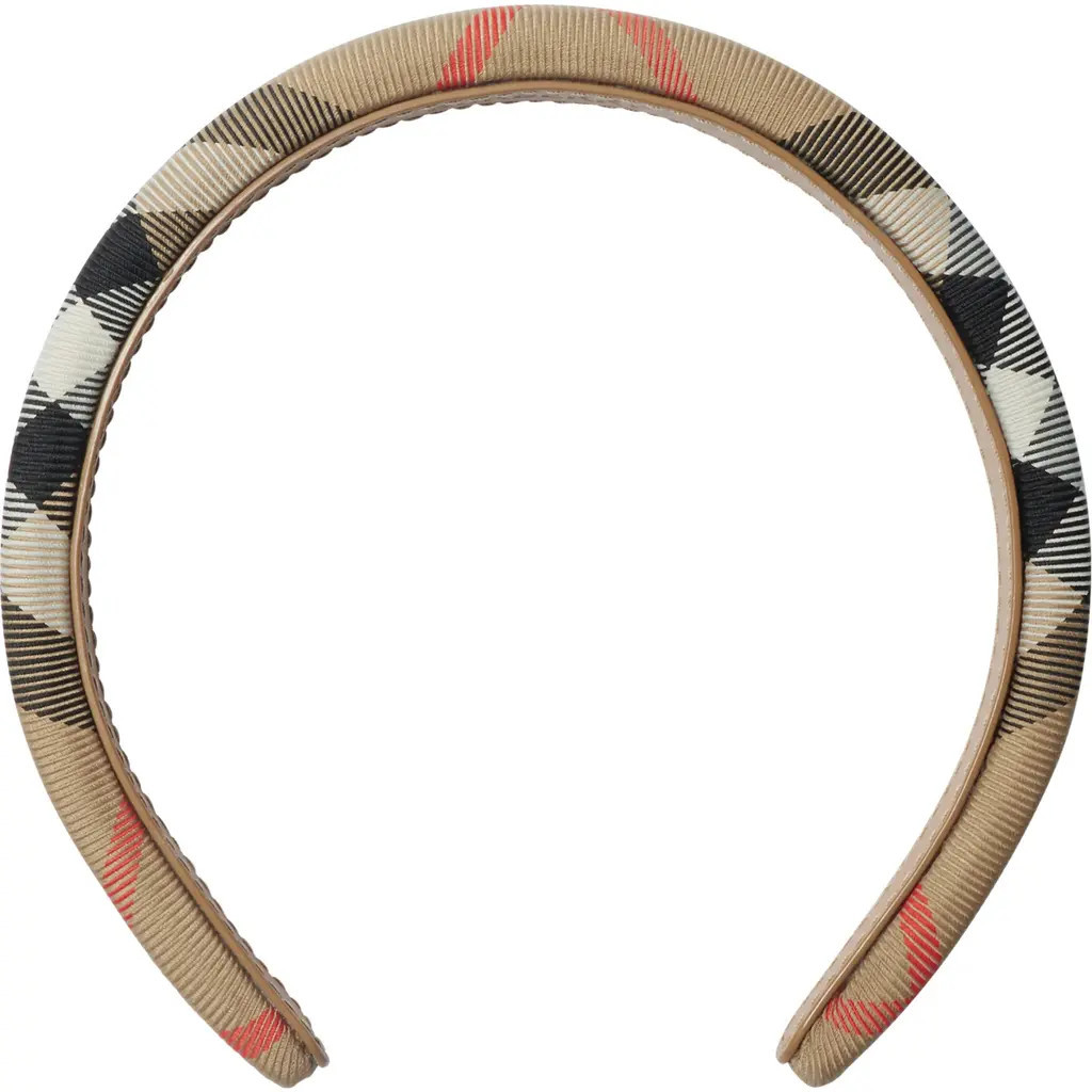 burberry Check Nylon Headband in Sand at Nordstrom | Nordstrom