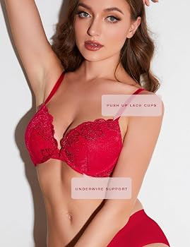 Deyllo Women’s Push Up Lace Bra Comfort Padded Underwire Bra Lift Up Add One Cup | Amazon (CA)