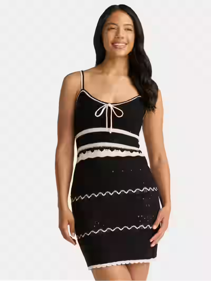 Madden NYC Women's Pointelle Knit Stripe Mini Dress, Sizes XXS-XXL | Walmart (US)