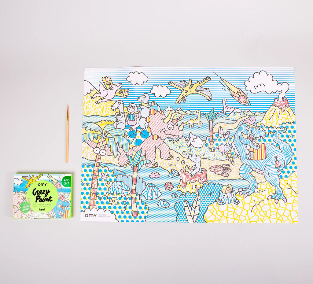 Crazy Paint Pocket Poster- Dinos by OMY | Mochi Kids
