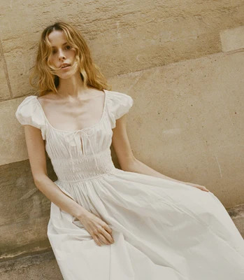 DÄ?EN Quinn Dress -- Salt - Size - S Cotton Prairie Vintage-inspired Effortless | DOEN