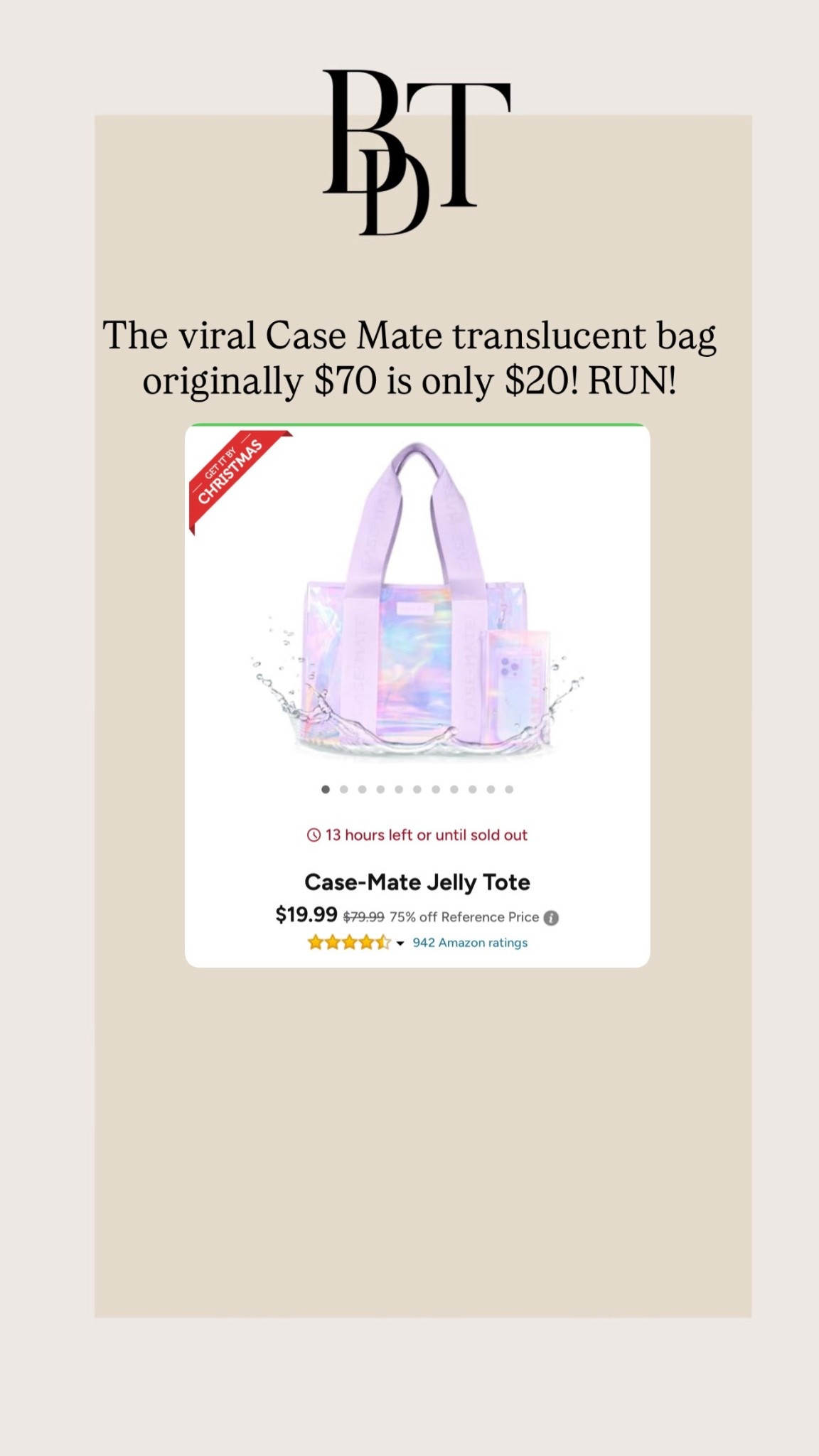 The viral translucent bag is on HUGE sale! $20. Limit 2 per person  

#LTKGiftGuide #LTKHoliday #LTKmomlife