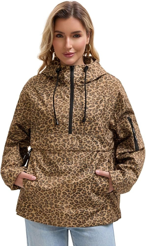 PUFFIT Rain Jacket Women, Women\u2019s Lightweight Anorak Pullover Hoodie Jacket, Water-Resistant | Amazon (US)