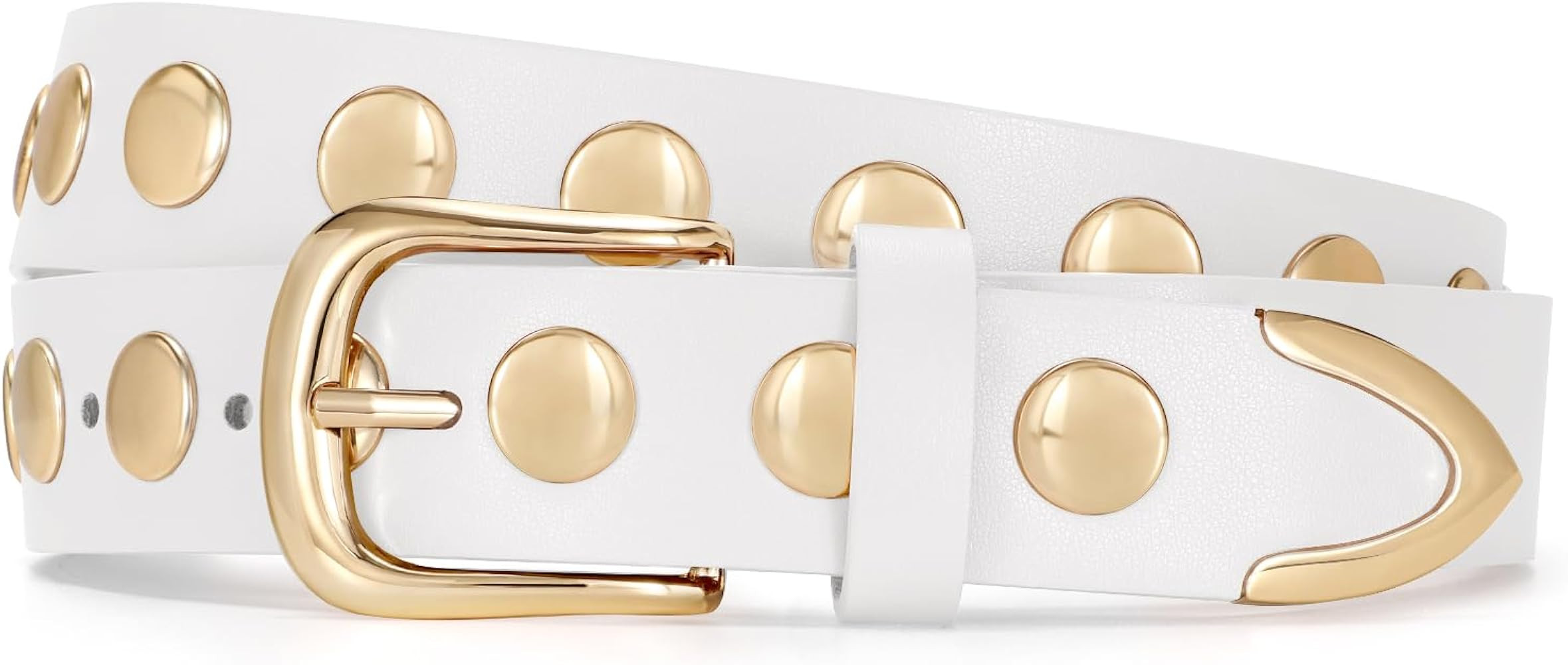 JASGOOD Women Fashion Leather Belt Punk Studded Belt for Jeans Pants Dresses | Amazon (US)