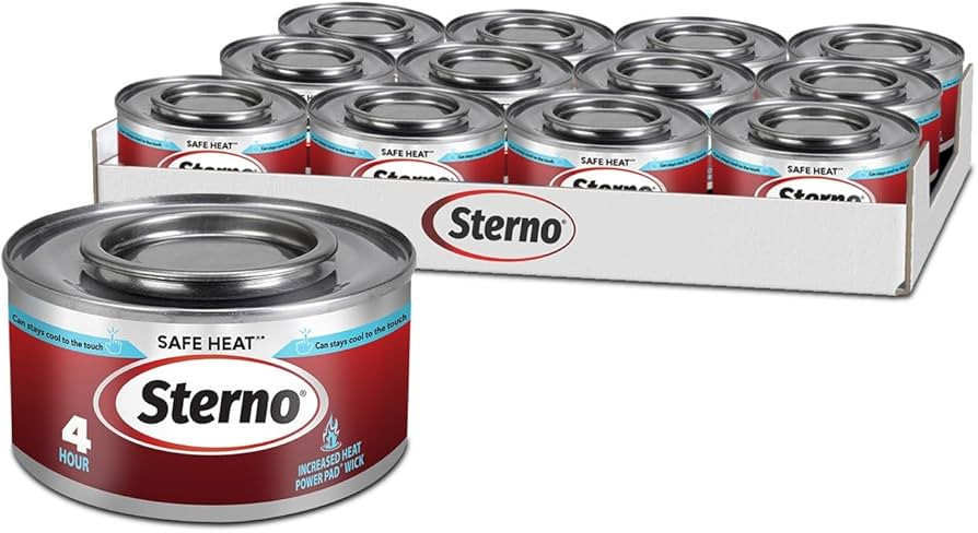 Sterno Fuel Cans - 4-Hour Burn, (12-Pack) Chafing Dish Fuel Can Burners for Food Warmer, Resealab... | Amazon (US)