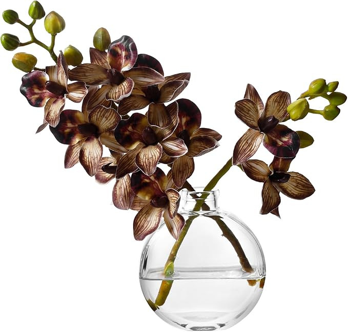 Artificial Orichid Artificial Flowers in Clear Glass Water‑Filled Vase – Silk Fake Plants Tab... | Amazon (US)