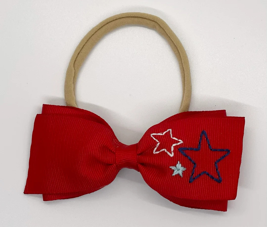 Seeing Stars "Lottie" Hand-Embroidered Bow | Etsy (US)