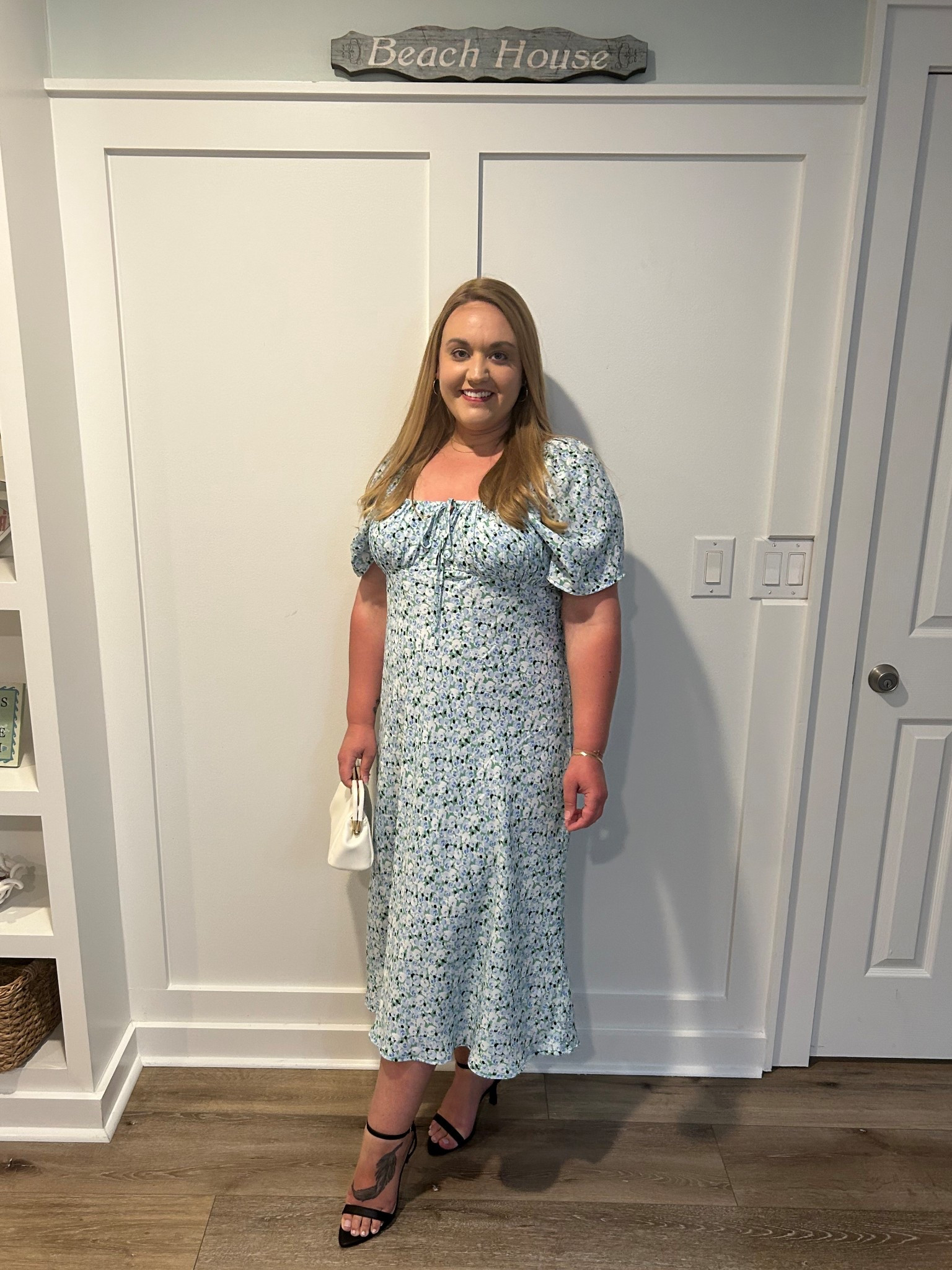 Wedding guest dress, floral dress, midi dress, clutch, handbag, pointed toe heels, heeled sandals, black heels, black sandals, target style, target outfitt

#LTKItBag #LTKFindsUnder50 #LTKShoeCrush