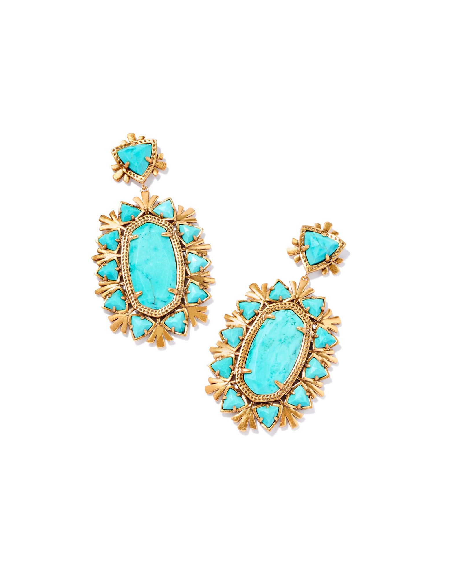 Havana Vintage Gold Statement Earrings in Variegated Turquoise Magnesite | Kendra Scott | Kendra Scott