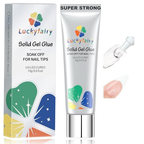 Luckyfairy Nail Glue Gel for Nail Tips, Super Strong Solid Gel Glue U V Cured Needed, 15ml Soak Off Soft Adhesive Bonding for Acrylic Nails, Nails Extension Fake Nails | Amazon (US)