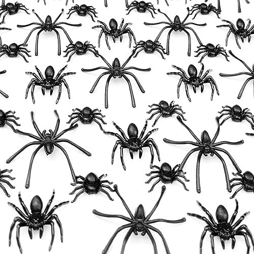 VOVEA Realistic Halloween Plastic Spiders 120 PCS, 3 Sizes Fake Spiders Black Halloween Spider Prank Props for Halloween Party Decorations Favors, Halloween Treat Goodie Bags Fillers | Amazon (US)
