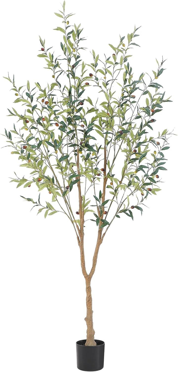 Tall Fuller Style Faux Olive Tree，7Ft(84”) Realistic Potted Silk Artificial Olive Tree， Fak... | Amazon (US)