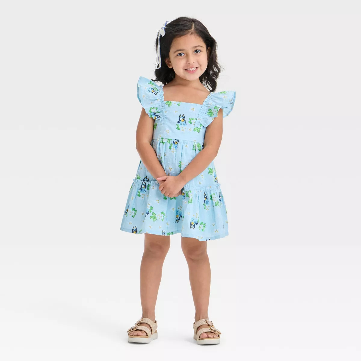 Toddler Girls' Bluey Swiss Dot Dress - Light Blue 5T | Target
