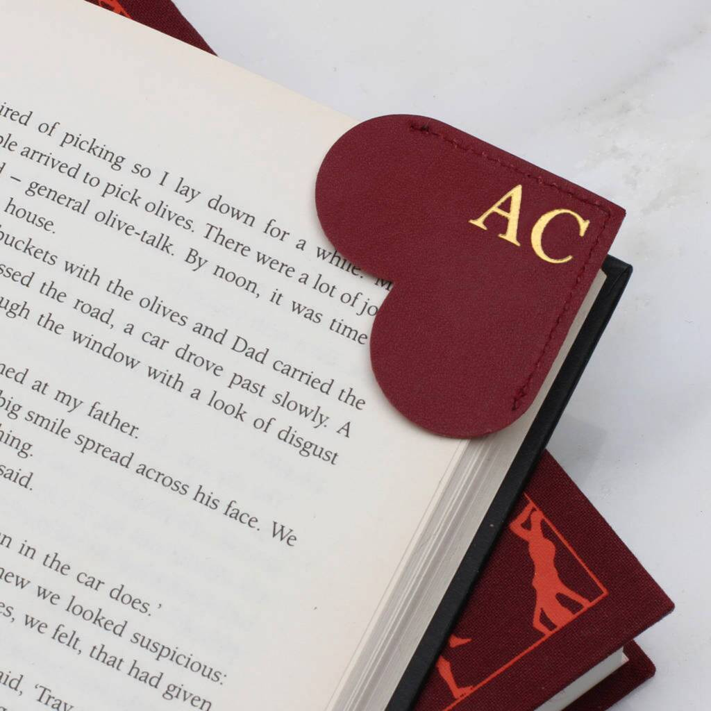 Personalised Initial Leather Heart Corner Bookmark | Not On The High Street