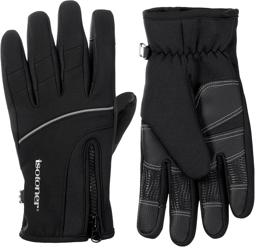 isotoner Men’s Neoprene Sport Gloves with Zipper Closure, Touchscreen Compatibility and Water R... | Amazon (US)