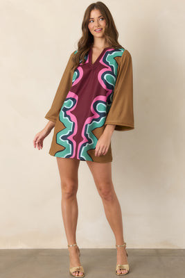 CROSBY Skyler Serpentine Multi Mini Dress L / Multi | Red Dress