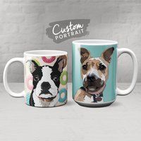 Custom Mug Pet Portrait - Mug Personalized Dog Lover Gift Bridesmaid Gifts | Sketch Illustration | Etsy (US)