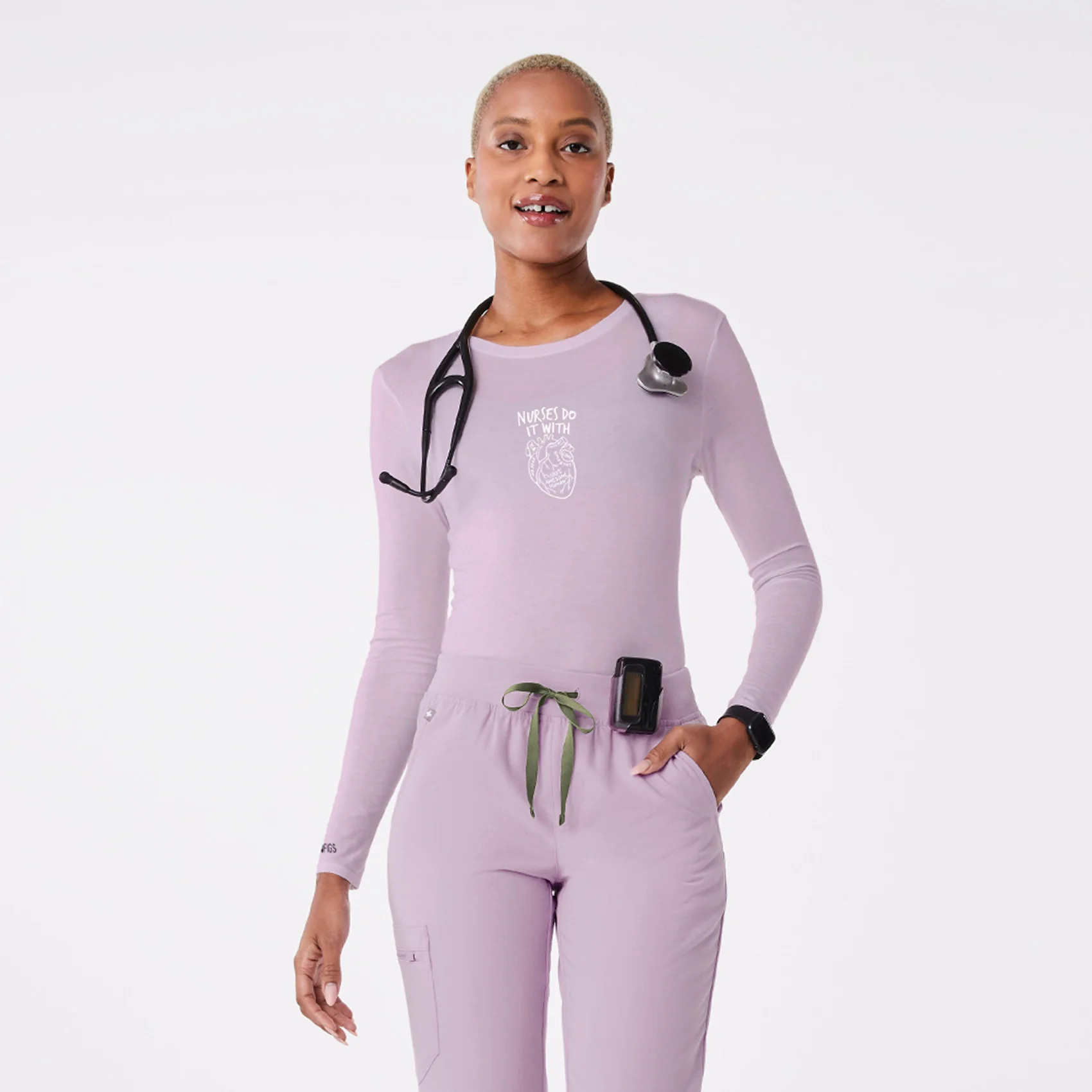 Women's Nurses Heart Supersoft Longsleeve Underscrub - Lavender Haze · FIGS | FIGS