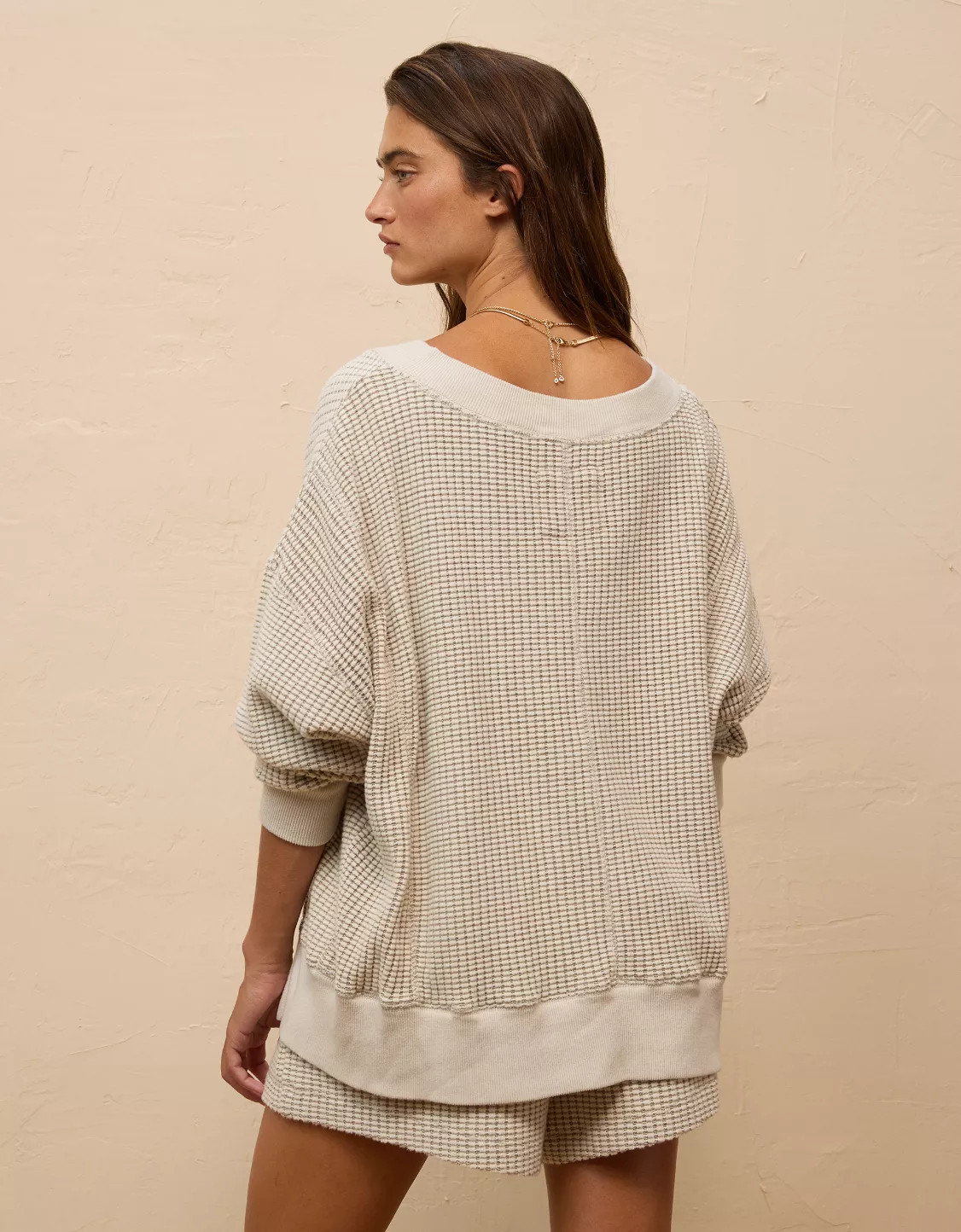 AE Big Hug V-Neck Waffle Sweatshirt | American Eagle Outfitters (US & CA)