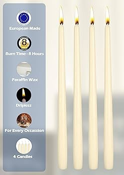 Hyoola Tall Taper Candles - 10 Inch Wool White Unscented Dripless Taper Candles - 8 Hour Burn Tim... | Amazon (US)